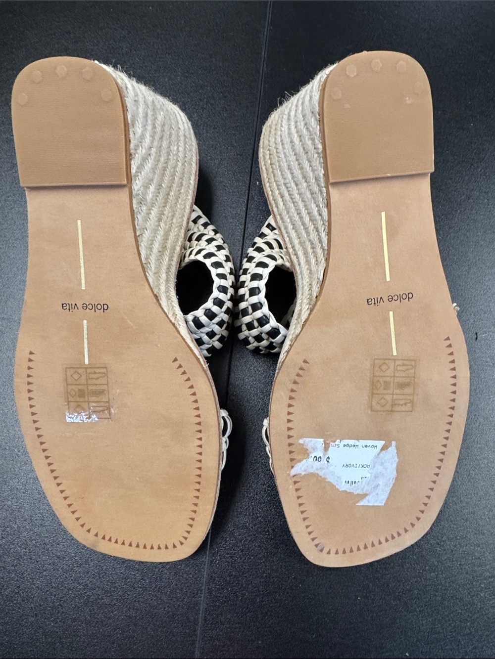 Dolce Vita Black and Cream Woven Double-Strap Mules - Picture 4 of 10
